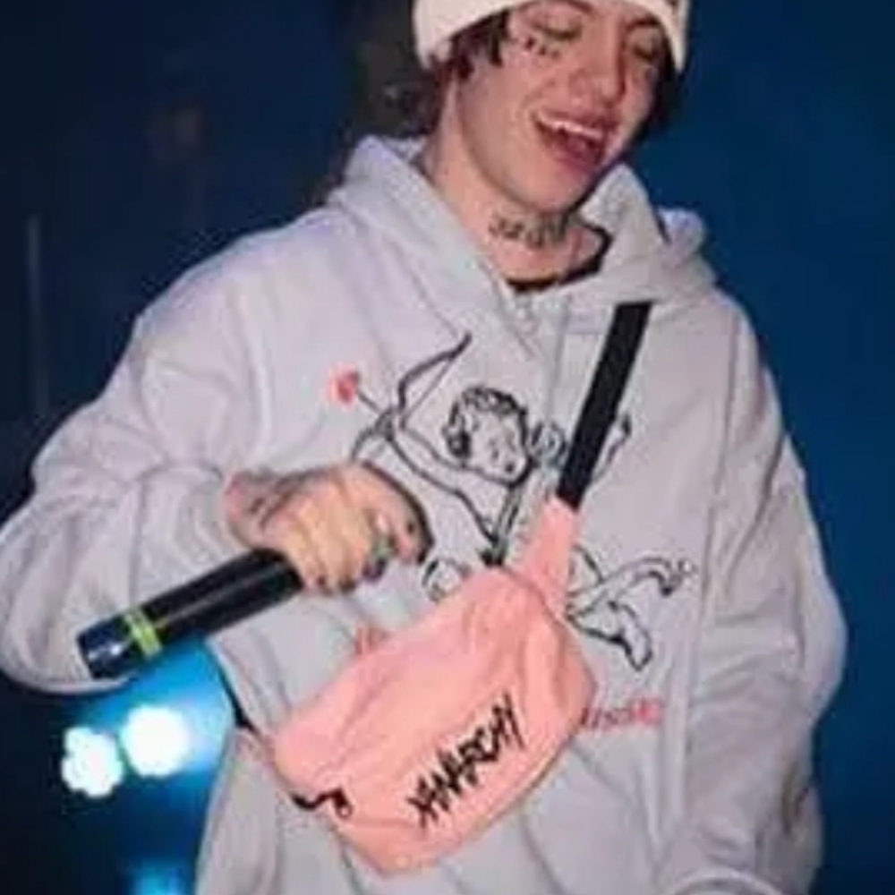 NWOT Unisex Lil Xan Xanarchy Xanny Pink Crossbody Bag with Black Logo